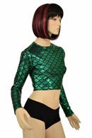 Green Dragon Crew Neck Crop Top - Coquetry Clothing