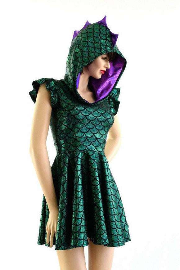 Green Dragon Hoodie Skater Dress - Coquetry Clothing