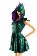 Green Dragon Hoodie Skater Dress - Coquetry Clothing