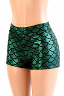 Green Dragon Scale Midrise Mermaid Shorts - Coquetry Clothing