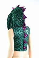 Green Dragon Zipper Front Crop Top - Coquetry Clothing