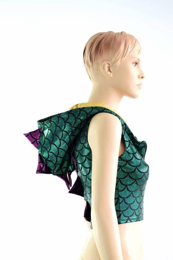 Green Dragon Zipper Front Crop Top - Coquetry Clothing