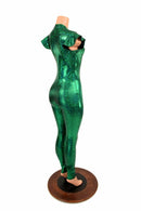 Green Kaleidoscope Flip Sleeve V Neck Catsuit - Coquetry Clothing