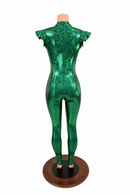 Green Kaleidoscope Flip Sleeve V Neck Catsuit - Coquetry Clothing