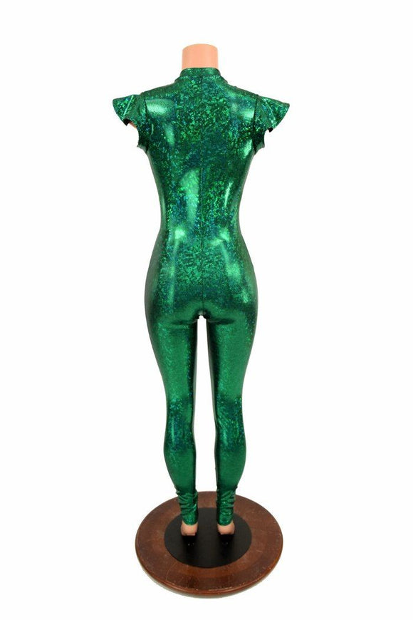 Green Kaleidoscope Flip Sleeve V Neck Catsuit - Coquetry Clothing