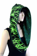Green Kaleidoscope & Green Lightning Infinity Festival Hood - Coquetry Clothing
