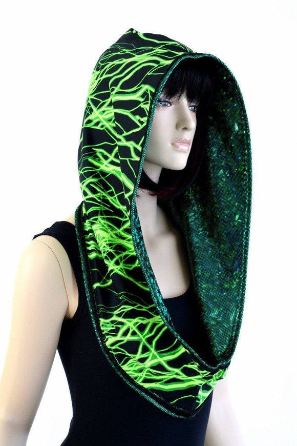 Green Kaleidoscope & Green Lightning Infinity Festival Hood - Coquetry Clothing