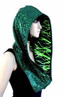 Green Kaleidoscope & Green Lightning Infinity Festival Hood - Coquetry Clothing