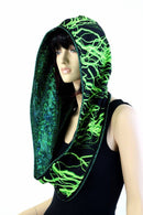 Green Kaleidoscope & Green Lightning Infinity Festival Hood - Coquetry Clothing