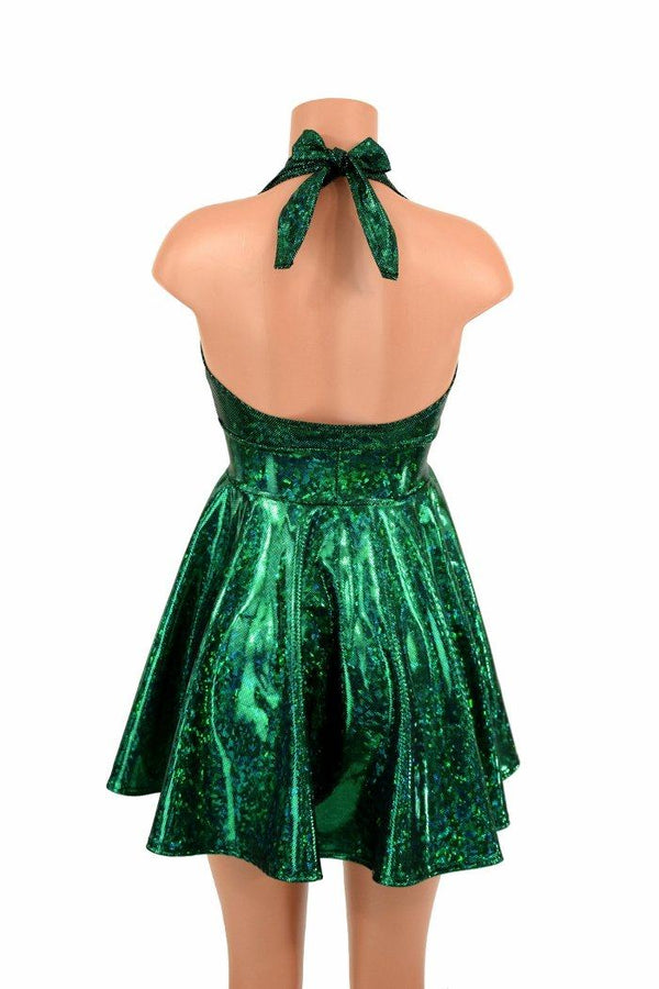 Green Kaleidoscope Halter Skater Dress - 5