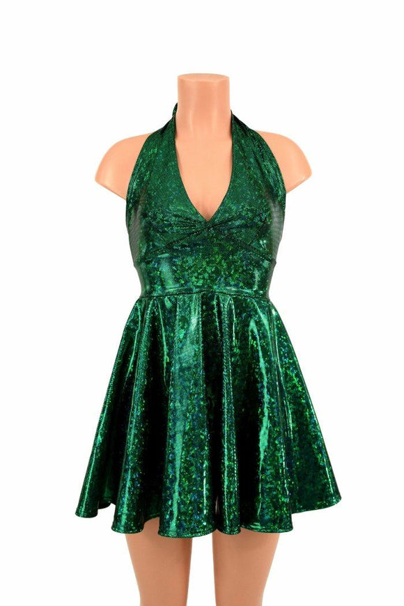 Green Kaleidoscope Halter Skater Dress - Coquetry Clothing