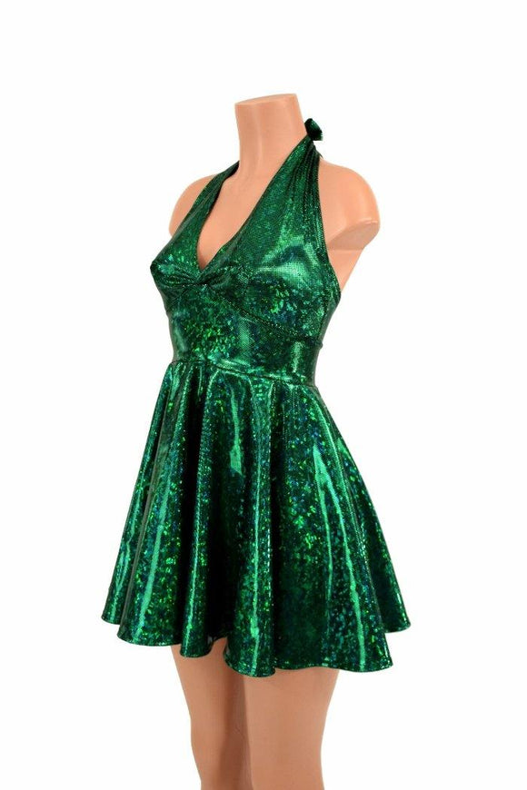 Green Kaleidoscope Halter Skater Dress - Coquetry Clothing