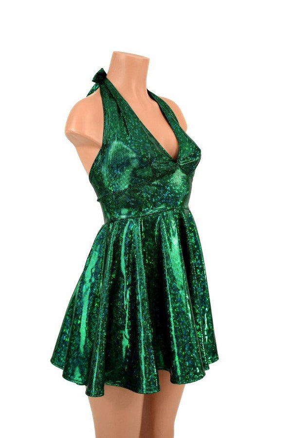 Green Kaleidoscope Halter Skater Dress - 1
