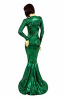Green Kaleidoscope Puddle Train Gown - Coquetry Clothing
