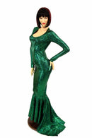 Green Kaleidoscope Puddle Train Gown - Coquetry Clothing