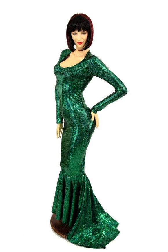 Green Kaleidoscope Puddle Train Gown - Coquetry Clothing