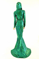 Green Kaleidoscope Puddle Train Gown - Coquetry Clothing