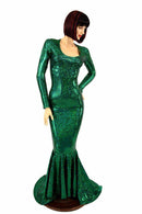 Green Kaleidoscope Puddle Train Gown - Coquetry Clothing