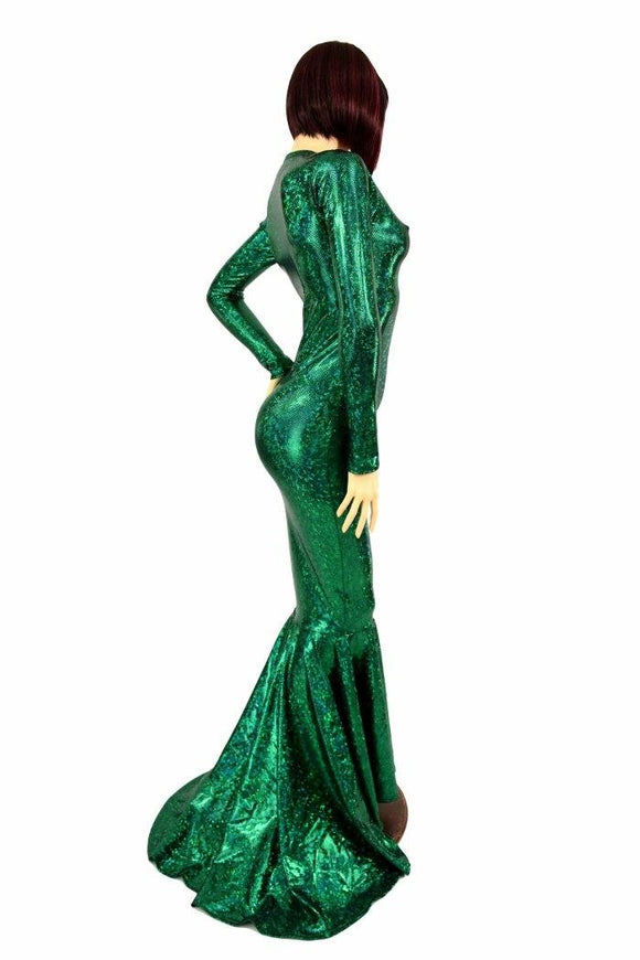 Green Kaleidoscope Puddle Train Gown - Coquetry Clothing