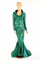 Green Kaleidoscope Puddle Train Gown - Coquetry Clothing