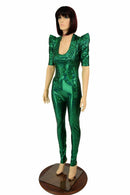 Green Kaleidoscope Sharp Shoulder Catsuit - Coquetry Clothing