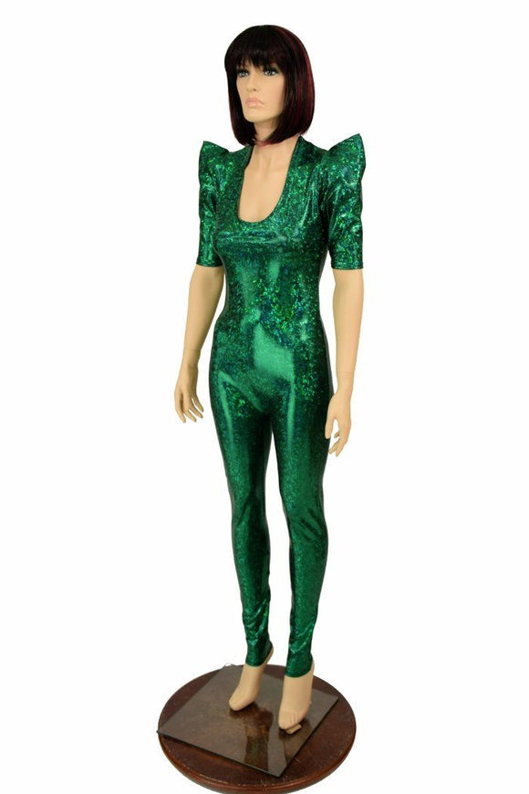 Green Kaleidoscope Sharp Shoulder Catsuit - Coquetry Clothing