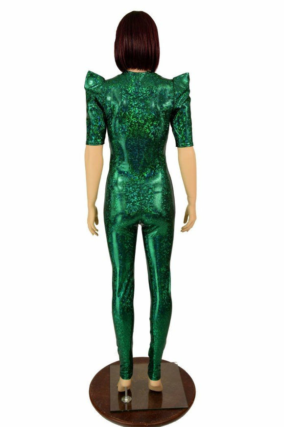 Green Kaleidoscope Sharp Shoulder Catsuit - Coquetry Clothing