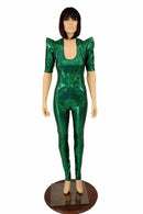 Green Kaleidoscope Sharp Shoulder Catsuit - Coquetry Clothing
