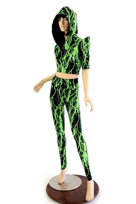 Green Lightning Crop & Leggings Set - Coquetry Clothing
