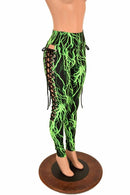 Green Lightning Lace Up Leggings - Coquetry Clothing