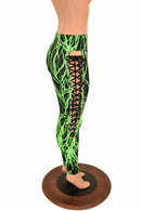 Green Lightning Lace Up Leggings - Coquetry Clothing