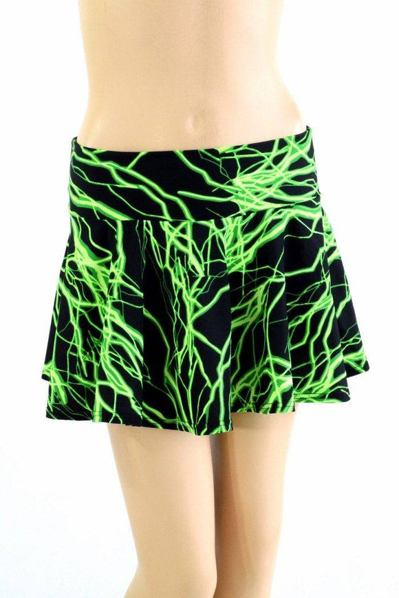 Green Lightning Mini Rave Skirt - Coquetry Clothing