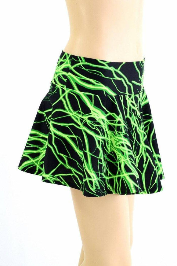 Green Lightning Mini Rave Skirt - Coquetry Clothing