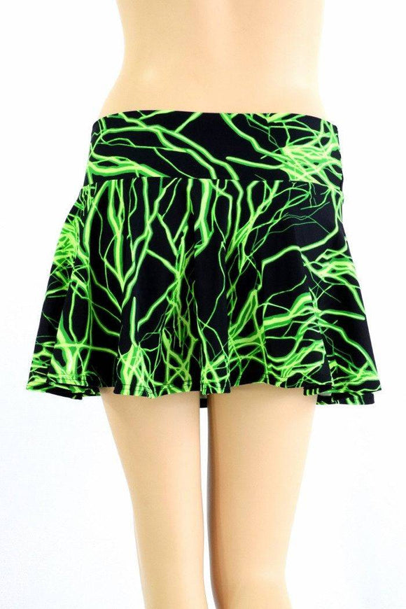 Green Lightning Mini Rave Skirt - Coquetry Clothing