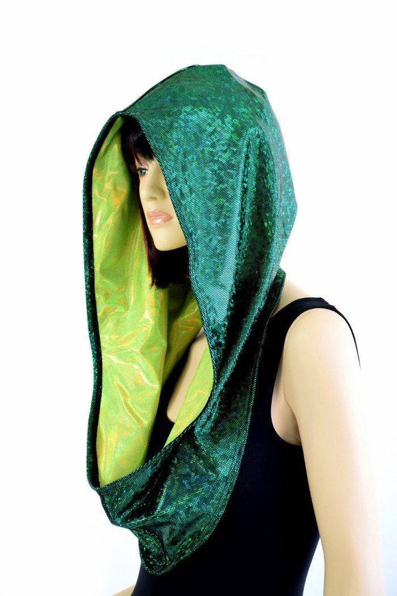 Green & Lime Holographic Infinity Festival Hood - Coquetry Clothing