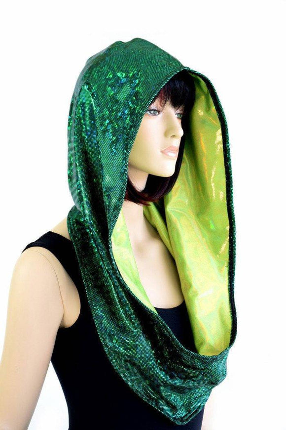 Green & Lime Holographic Infinity Festival Hood - Coquetry Clothing