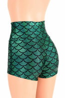 Green Mermaid High Waist Shorts - Coquetry Clothing