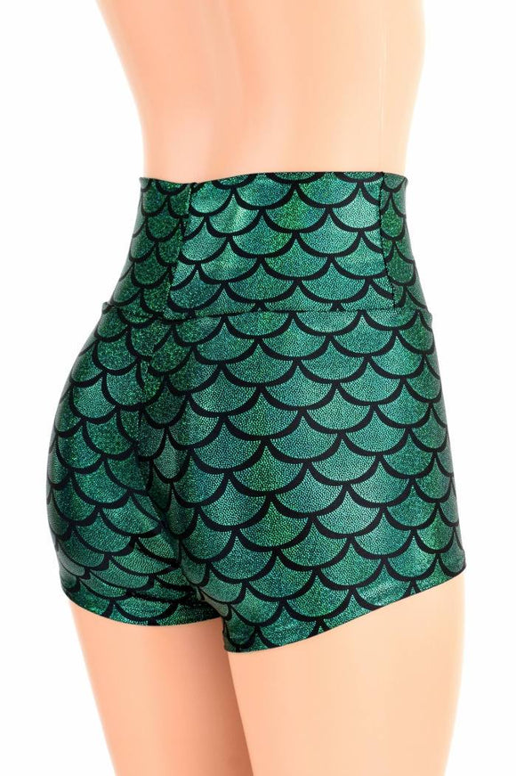 Green Mermaid High Waist Shorts - Coquetry Clothing