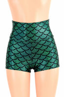 Green Mermaid High Waist Shorts - Coquetry Clothing