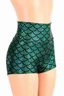 Green Mermaid High Waist Shorts - Coquetry Clothing