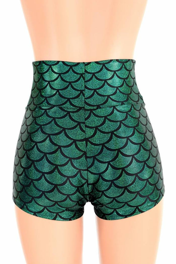 Green Mermaid High Waist Shorts - Coquetry Clothing