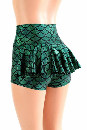 Green Mermaid Ruffle Rump Shorts - Coquetry Clothing