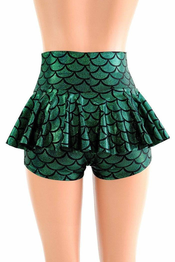 Green Mermaid Ruffle Rump Shorts - Coquetry Clothing