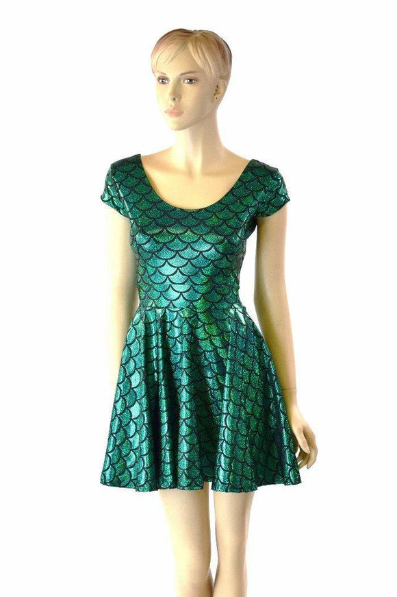Green Mermaid Skater Dress - Coquetry Clothing