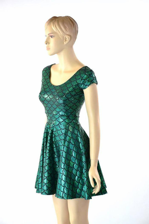 Green Mermaid Skater Dress - Coquetry Clothing