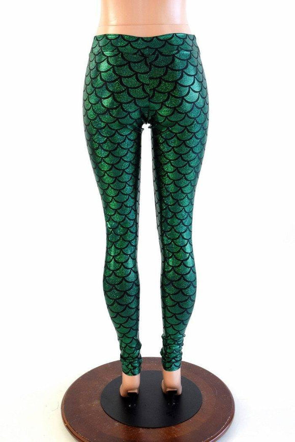Green Mid Rise Mermaid Leggings - Coquetry Clothing