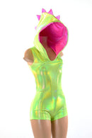 Green & Pink Holographic Dragon Romper - Coquetry Clothing