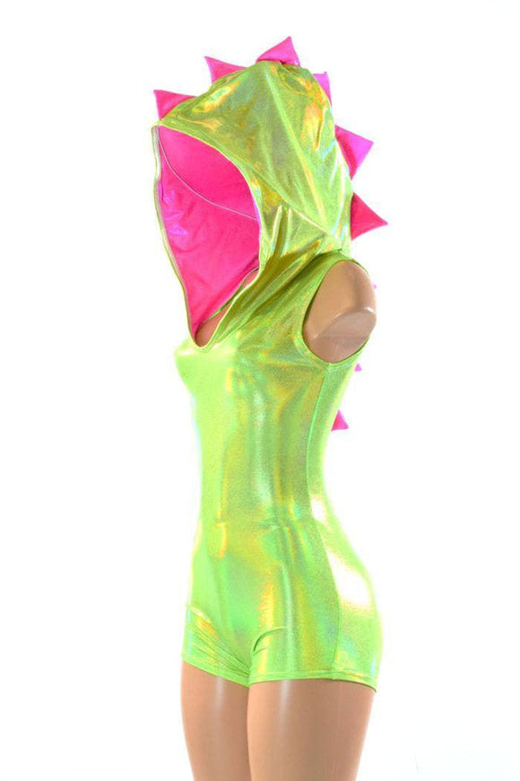 Green & Pink Holographic Dragon Romper - Coquetry Clothing