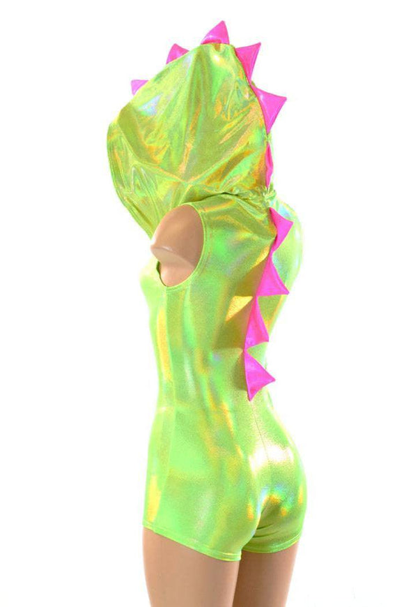 Green & Pink Holographic Dragon Romper - Coquetry Clothing