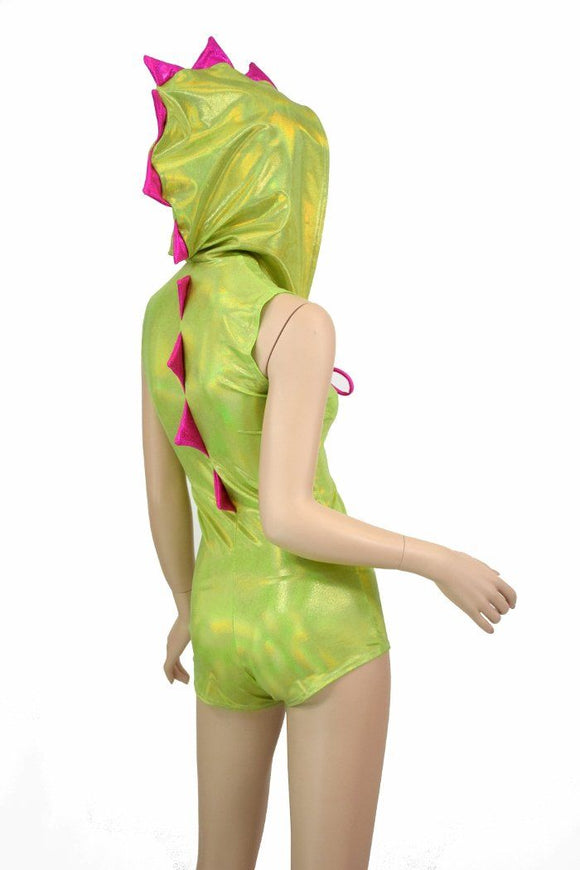 Green & Pink Lace Up Dragon Romper - Coquetry Clothing